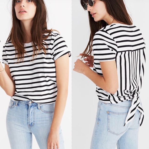 Madewell Tops - Madewell | Striped Tie-Back Knot Cotton Tee